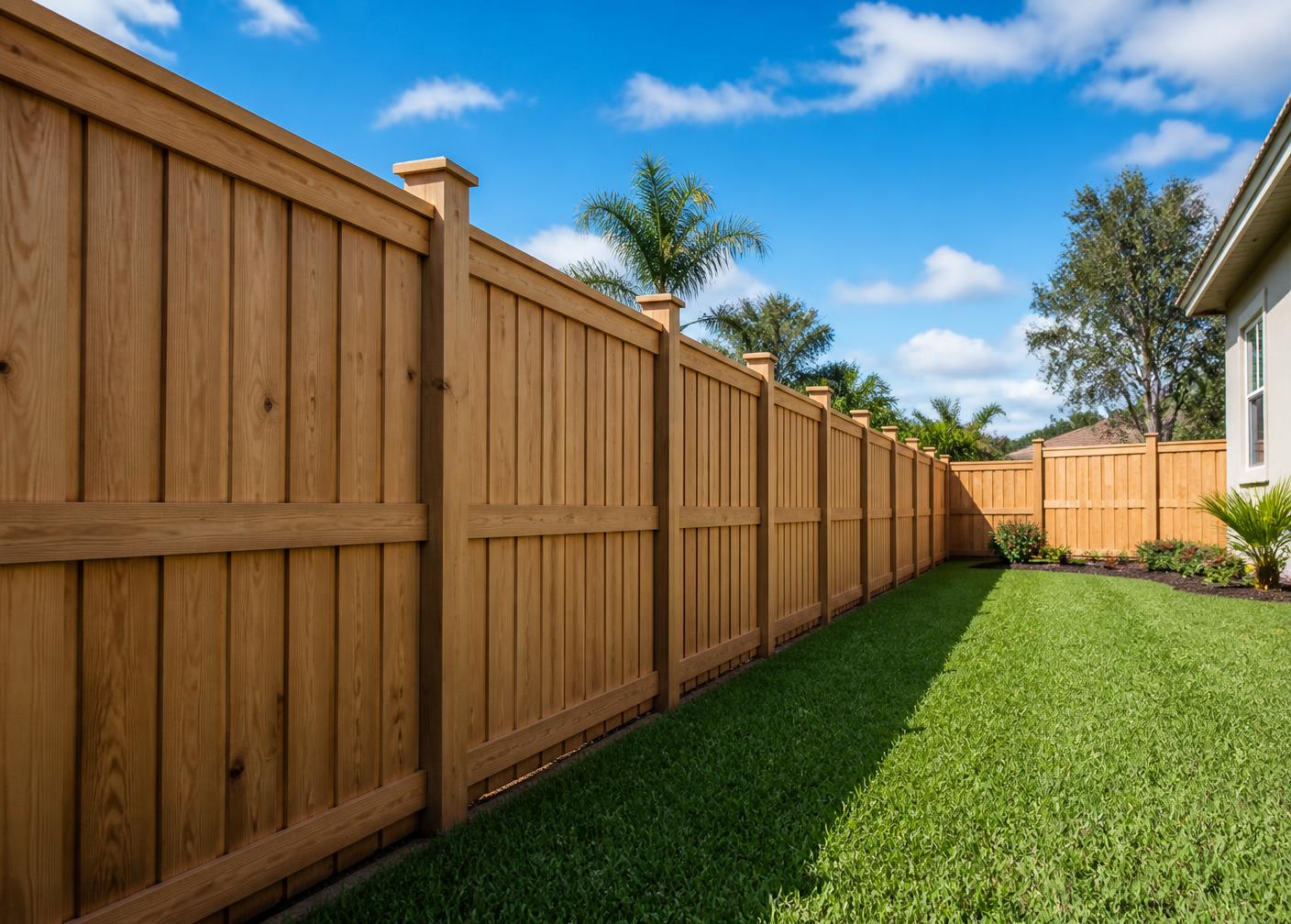 Cedar board-on-board wood privacy fence
